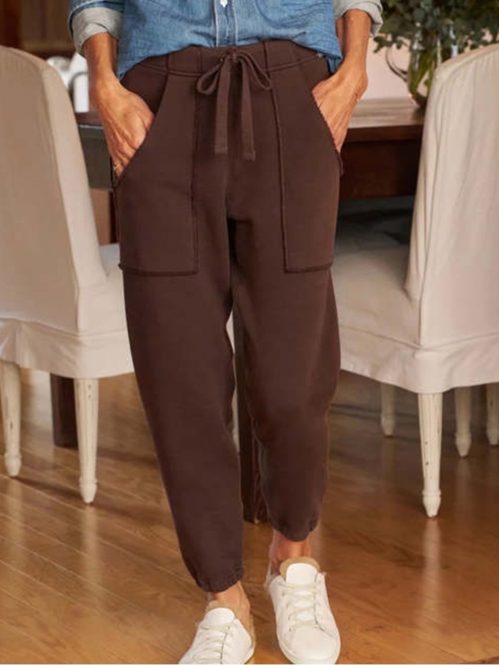 Frank & Eileen Womens Dark Brown Eamon Jogger Pants L